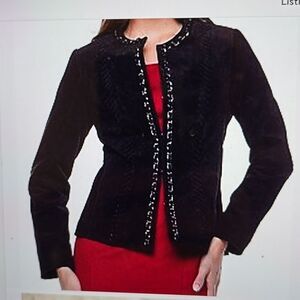 - Hal Rubenstein MEDIUM Suede Leather Jacket  with whip stitching details.…